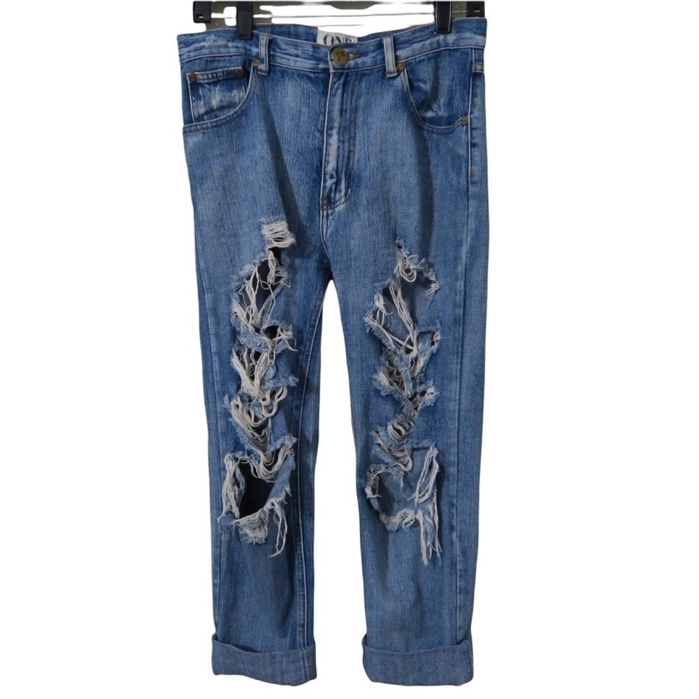 One x One Teaspoon Jeans Womens Super Baggies Relaxed Heavy‎ Distressed Size 26